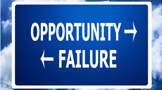 A sign leading giving directions to opportunity or failure. HINT: They lead to the same place.